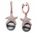 Effy Cultured Black Tahitian Pearl (9-1/2mm) & Diamond (3/4 ct. t. w. ) Starfish Dangle Drop Earrings in 14k Rose Gold
