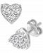 Diamond Heart Cluster Stud Earrings (3/4 ct. t. w. ) In 14k White or Rose Gold