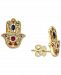 Effy Multi-Sapphire (1/2 ct. t. w. ) & Diamond Accent Hamsa Hand Stud Earrings in 14k Gold