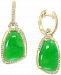 Effy Dyed Green Jade (17x12mm) & Diamond (3/8 ct. t. w. ) Drop Earrings in 14k Gold