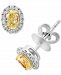 Effy Yellow & White Diamond Oval Halo Stud Earrings (7/8 ct. t. w. ) in 18k Gold & White Gold