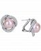 Pink Cultured Freshwater Pearl (10-1/2mm) & Cubic Zirconia Love Knot Stud Earrings in Sterling Silver