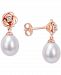 Cultured Freshwater Pearl (8-1/2mm) & Lab-Created White Sapphire (1/8 ct. t. w. ) Rose Drop Earrings in 18k Rose Gold-Plated Sterling Silver