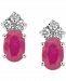 Sapphire (1-1/5 ct. t. w. ) & Diamond (1/8 ct. t. w. ) Crown Stud Earrings in 14k White Gold (Also in Emerald & Ruby)