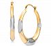 Polished Two-Tone Hoop Earrings in 14k Gold & White Rhodium-Plate