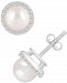 Cultured Freshwater Pearl (6mm) & Lab-Created White Sapphire (1/5 ct. t. w. ) Halo Stud Earrings in 10k White Gold