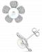 Effy Cultured Freshwater Pearl (7mm) & White Topaz (1-1/20 ct. t. w. ) Flower Stud Earrings in Sterling Silver