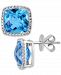Effy Blue Topaz (8-1/5 ct. t. w. ) & Diamond (1/5 ct. t. w. ) Halo Stud Earrings in 14k White Gold