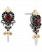 Enchanted Disney Fine Jewelry Rhodolite Garnet (5/8 ct. t. w. ) & Black Diamond (1/4 ct. t. w. ) Evil Queen Heart Dagger Stud Earrings in Sterling Silver & 14k Gold