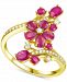 Ruby (1-1/2 ct. t. w. ) & Diamond (1/4 ct. t. w. ) Flower Statement Ring in 14k Gold