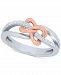 Diamond Two-Tone Bow Ring (1/10 ct. t. w. ) in Sterling Silver & 10k Rose Gold