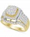 Diamond Square Cluster Statement Ring (1 ct. t. w. ) in 10k Gold & & Rhodium-Plate