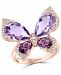 Effy Pink Amethyst (5-3/8 ct. t. w. ) & Diamond (1/6 ct. t. w. ) Butterfly Ring in 14k Rose Gold