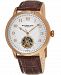 Stuhrling Original Men's Automatic Rose Gold Case, Open Heart Brown Leather Strap Watch