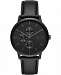 Men's Black Leather Strap Watch 42mm