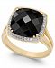 Faceted Onyx (4-1/2 ct. t. w. ) and Diamond (1/5 ct. t. w. ) Ring in 14k Gold