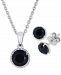2-Pc. Set Onyx Pendant Necklace & Matching Stud Earrings in Sterling Silver