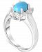 Turquoise & Cubic Zirconia Halo Ring in Sterling Silver