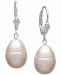 Cultured Freshwater Baroque Pearl (11 x 15mm) Leverback Drop Earrings in Sterling Silver (Also available in White, Pink & Gray Pearls)