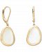 Mother of Pearl Bezel Set Triangle Leverback Drop Earring in 18k Gold Over Sterling Silver