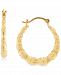 Textured Bamboo-Look Small Hoop Earrings in 10k Gold