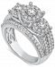 Diamond Three Stone Halo Engagement Ring (1-1/2 ct. t. w. ) in 14k White Gold