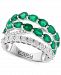 Effy Emerald (3 ct. t. w. ) & Diamond (1/3 ct. t. w. ) Crossover Statement Ring in 14k White Gold