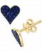 Effy Sapphire Pave Heart Stud Earrings (1/3 ct. t. w. ) in 14k Gold