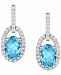 Blue Topaz (1-7/8 ct. t. w. ) & Diamond (1/5 ct. t. w. ) Halo Drop Earrings in 14k White Gold