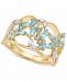 Swiss Blue Topaz (1-1/4 ct. tw. ) & Diamond (1/6 ct. tw. ) Butterfly Openwork Ring in 14k Gold-Plated Sterling Silver