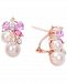 Pink Cultured Freshwater Pearl (6 & 8mm) & Multi-Gemstone (2-3/8 ct. t. w. ) Flower Cluster Stud Earrings in 18k Gold-Plated Sterling Silver
