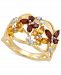 Multi-Gemstone (1-1/5 ct. t. w. ) & Diamond (1/6 ct. t. w. ) Butterfly Openwork Ring in 14k Gold-Plated Sterling Silver
