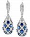 Sapphire (2-1/4 ct. t. w. ) & Diamond (1-1/10 ct. t. w. ) Oval Basket-Weave Look Drop Earrings in 14k White Gold