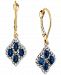 Sapphire (1-1/20 ct. t. w. ) & Diamond (3/8 ct. t. w. ) Quatrefoil Leverback Drop Earrings in 14k Gold