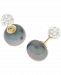 Dyed Black Cultured Freshwater Pearl (11mm) and Crystal Pave Ball Front and Back Earrings in 14k Gold
