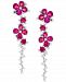 Ruby (9-1/2 ct. t. w. ) & Diamond (7/8 ct. t. w. ) Flower Drop Earrings in 14k White Gold