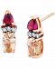 Multi-Gemstone (1-1/3 ct. t. w. ) & Diamond (1/20 ct. t. w. ) Stud Earrings in 14k Rose Gold