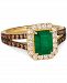Le Vian New Emerald (1-1/5 ct. t. w. ) & Diamond (7/8 ct. t. w. ) Halo Split Shank Ring in 14k Gold