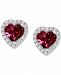 Rhodolite (7/8 ct. t. w. ) & Diamond (1/8 ct. t. w. ) Heart Stud Earrings in 14k White Gold