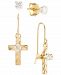 2-Pc. Set Cubic Zirconia Solitaire Stud Earrings & Cross Drop Earrings in 10k Gold