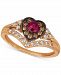 Le Vian Raspberry Rhodolite (1/3 ct. t. w. ) & Diamond (1/2 ct. t. w. ) Heart Halo Ring in 14k Rose Gold