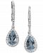 Aquamarine (1-1/3 ct. t. w. ) & Diamond (1/3 ct. t. w. ) Leverback Drop Earrings in 14k White Gold