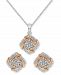2-Pc. Set Diamond Swirl Pendant Necklace & Matching Stud Earrings (1/6 ct. t. w. ) in Sterling Silver & 14k Rose Gold-Plate