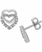Diamond Double Heart Stud Earrings (1/10 ct. t. w. ) in Sterling Silver