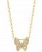 Effy Diamond Pave Butterfly 18" Pendant Necklace (1/10 ct. t. w. ) in 14k Gold-Plated Sterling Silver