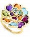 Effy Multi-Gemstones (8-3/4 ct. t. w. ) & Diamond (1/20 ct. t. w. ) Heart Cluster Ring in 14k Gold