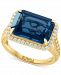 Effy London Blue Topaz (9-1/3 ct. t. w. ) & Diamond (1/3 ct. t. w. ) Ring in 14k Yellow Gold