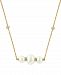Effy Cultured Freshwater Pearl (8mm) & Diamond (1/10 ct. t. w. ) Bar Pendant Necklace in 14k Gold, 18" + 1-1/2" extender
