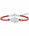 Diamond Accent Hamsa Hand Red Cord Bracelet in Sterling Silver or 14k Gold-Plated Sterling Silver