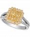 Le Vian Sunny Yellow Diamond (1-1/6 ct. t. w. ) & Vanilla Diamond (1/4 ct. t. w. ) Quad Cluster Halo Ring in Platinum & 18k Gold